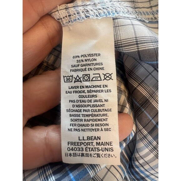 L.L. Bean Shirt Mens XXL Blue Plaid Outdoor Fishing Vented  Pockets Outdoor - Picture 4 of 11